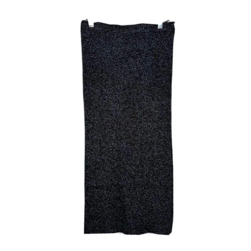 House of Harlow Midi Skirt M Medium Metallic Silver Black Pull On Slit Festive - Picture 4 of 8